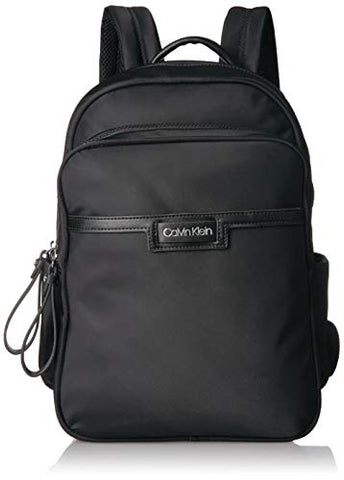 Calvin Klein Lane Nylon Key Item Backpack, Black/Silver