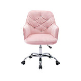HomVent Modern Upholstered Swivel Chair, Velvet Accent Chairs, Velvet Desk Chair Leisure Arm Chair Adjustable Swivel Task Stool with Acrylic Diamond Button Decoration for Living Room/Office (Pink)