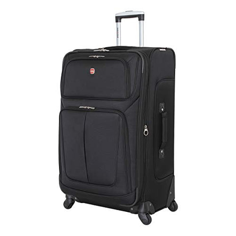 SwissGear Sion Softside Luggage with Spinner Wheels, Black, Checked-Large 29-Inch