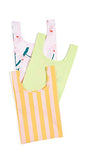 BAGGU Women's Baby Packable Bag Set of 3, Cherry Blossom/Lime/Marigold, Stripe, Floral, One Size