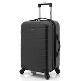 Wrangler Smart Luggage Set with Cup Holder and USB Port, Black, 20-Inch Carry-On