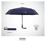 Balios (Designed in UK) Travel Umbrella | Luxurious Golden Rosewood Handle | Auto Open & Close |
