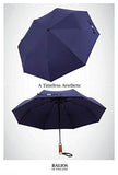 Balios (Designed in UK) Travel Umbrella | Luxurious Golden Rosewood Handle | Auto Open & Close |