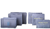 Luggage Organizer,Mossio 7 Piece Suitcase Portable Storage Packing Case Grey