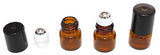 72-1 ml (1/4 Dram) Amber Glass Micro Mini Roll-on Glass Bottles with Stainless Steel Roller Balls - Refillable Aromatherapy Essential Oil Roll On (72)