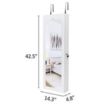 HomVent LED Non Full Body Mirror Jewelry Storage Cabinet, 8 LED Lights 4 Storage Shelves 6 Organizer Drawers Cosmetics Holder, Wall Door Mounted Cabinet, White