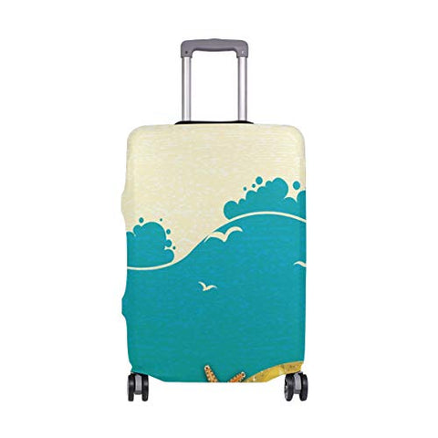 GIOVANIOR Yellow Beach Starfish Seashells Slipper Luggage Cover Suitcase Protector Carry On Covers