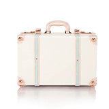 COTRUNKAGE Large 18" Carry On Suitcase Cute Pu Leather Overnight Vintage Trunk Luggage Bag for Women (18", Cream White)