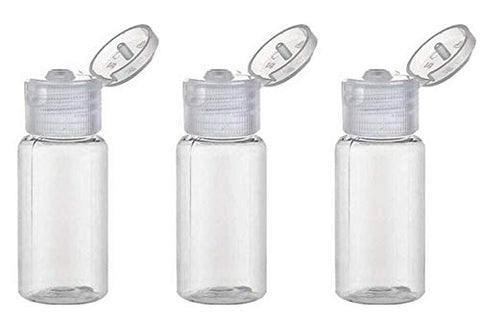 12PCS 30ml 1oz BPA Free Clear Empty Plastic Flip Cap Bottle Jar Pot Vial Container For Emulsion Liquid Makeup Lotion Emollient Water Comestic Shower Gel  Sample 