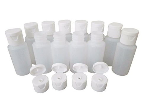 Kelkaa 1oz HDPE Durable Plastic Travel Size Bottles with White Flip Top Cap Natural Clear Containers for Any Liquid Products, Multi Purpose Refillable Empty Bottles (Pack of 12)