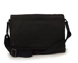 Kenneth Cole "The Mess-ing Link" Glazed Colombian Leather Messenger Bag, Color Black