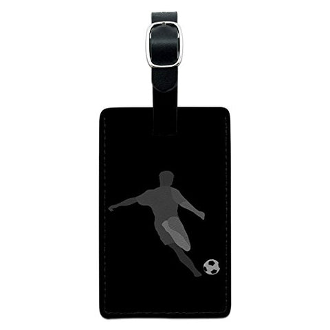 Graphics & More Soccer-Sport Football Leather Luggage Id Tag Suitcase Carry-On, Black