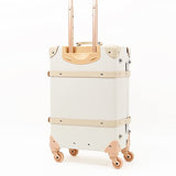 NZBZ Luxury Vintage Trunk Luggage Sets with Spinner Wheels and Tsa lock Genuine Leather Retro Suitcase (White, 24"+12")