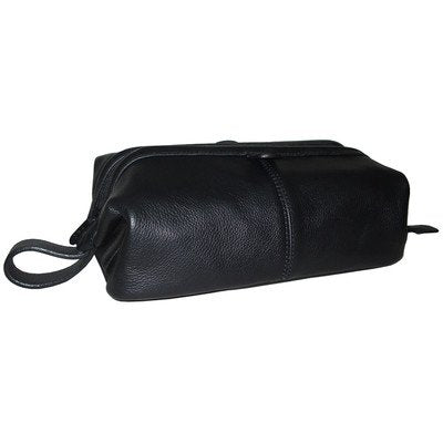 AmeriLeather Top-Zip Leather Toiletry Bag (Black)