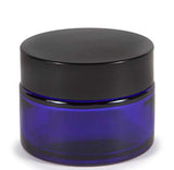 Vivaplex, 12, Cobalt Blue, 1 oz, Round Glass Jars, with Inner Liners and black Lids