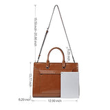 CLUCI Leather Briefcase for Women Vintage Laptop 15.6 Inch Slim Large Business Ladies Work Shoulder Bag Oil Wax Brown