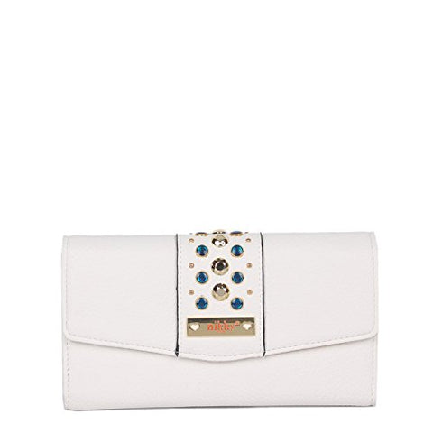 Nikky Women'S Rfid Blocking Beads Wallet Clutch Travel Purse, White, One Size