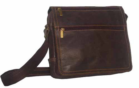 David King & Co. Double Zip On The Flap Messenger Distressed, Cafe, One Size