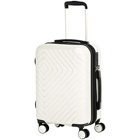AmazonBasics Geometric Luggage Expandable Suitcase Spinner 20-Inch Cabin Size, Cream