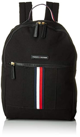 Tommy Hilfiger Backpack for Women TH Flag Canvas,  Black, One Size