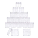 PandaHall Elite 18 Pieces 2 Oz Empty Clear Plastic Sample Containers Slime Storage Favor Jars Round Cosmetic Travel Pot with White Screw Cap Lids for Beads, Jewelry, Make Up, Nails Art, Cream