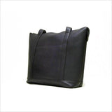 Le Donne Leather Double Strap Pocket Tote - Black
