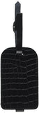 Dacasso Crocodile Embossed Leather Luggage Tag, Black (A2498)