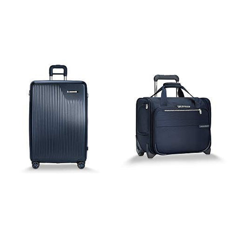 Briggs & Riley Sympatico Navy Large Expandable Spinner and Baseline Navy Rolling Cabin Bag