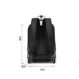 Backpack with Wheels Multi-Compartment Nylon Waterproof Business, Rolling Backpack Hand Cabin Luggage Men Laptop Rucksack with Anti-Theft Zippers,Black