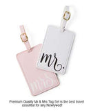 Travel Mr and Mrs Luggage Tags: Cute, Unique Pink and White, Flexible and Sturdy Leather Suitcase Bag Identifiers for Men and Women - Baggage Tag Identification Set of 2 for Cruise or Airplane Travel