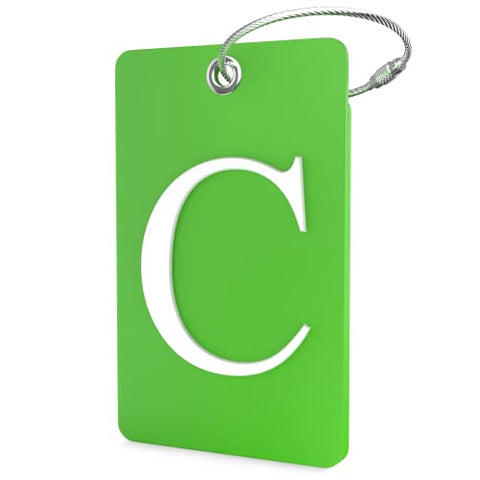 Luggage Tag Initial – Fully Bendable Tag w/Stainless Steel Loop (Letter C)