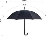 BlackAOG DESIGN Auto Open 100% Fiberglass Stick Umbrella with Stylish J-Hook Handle,Black,One Size
