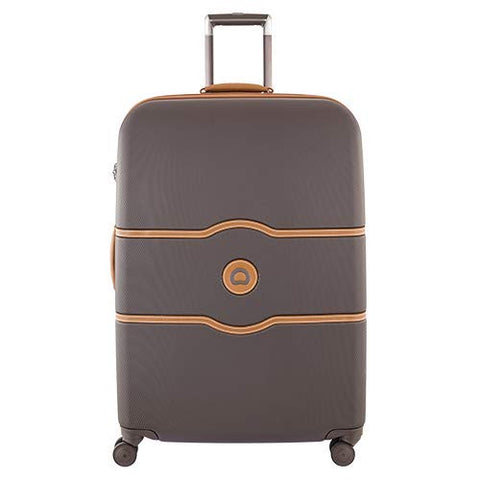 DELSEY Paris Luggage Chatelet Hard+ Large Checked Spinner Suitcase Hardcase with Lock, Chocolate Brown