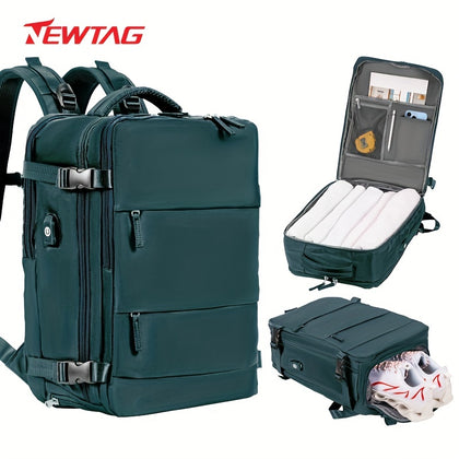 Maximize Your Outdoor Adventures With This Waterproof Mountaineering Hiking Backpack - Fits 14/15.6 Laptops, Shoe Pocket & USB Charging Port!