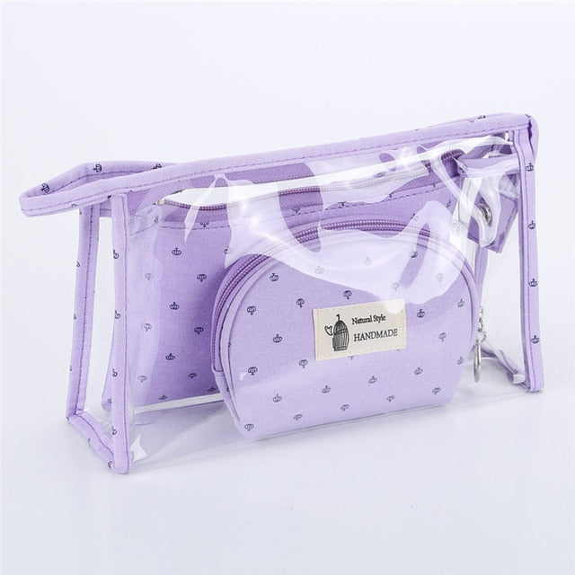 3pcs/set Wash Bag Portable Travel Comestic Bag Organizer Make Up Bag Wash Luggage Zipper