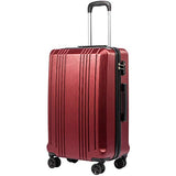 Coolife Luggage Expandable Suitcase PC+ABS with TSA Lock Spinner 20in 24in 28in (wine red, L(28IN))