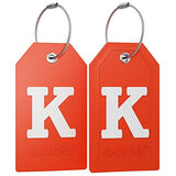 Initial Luggage Tag with Full Privacy Cover and Stainless Steel Loop – (Letter K)