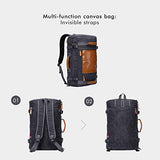 WITZMAN Men Vintage Canvas Rucksack Travel Duffel Backpack Retro Hiking Bag 2033 (19 inch Black)