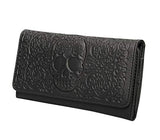 Loungefly Pebble Skull Big Purse and Matching Wallet Set (Black)