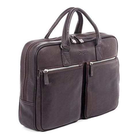 Bugatti Sartoria Medium Top Grain Leather Zipper Briefcase, Leather, Brown