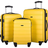 3 piece luggage set with TSA lock hard side swivel suitcase Yellow