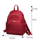 ABage Women's Nylon Backpack Purse Waterproof Lightweight College School Daypack, Red