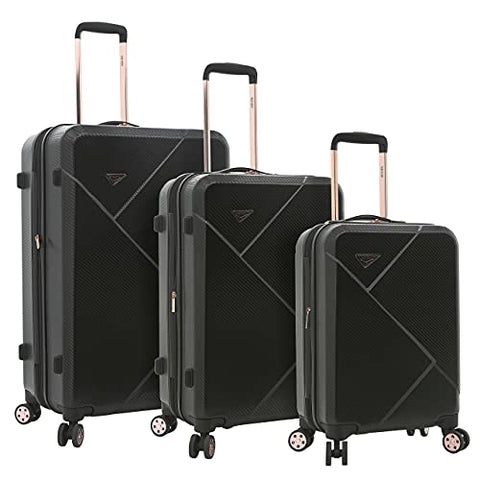 kensie Women's Dawn Hardside 3-Piece Spinner Luggage Set, Black, (20/24/28)