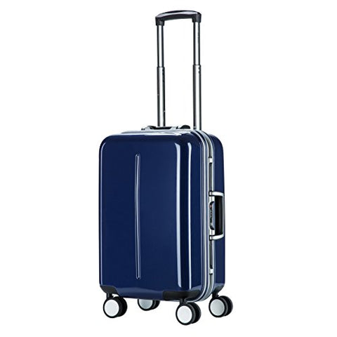 Aluminum Frame Carry On, PC Spinner Luggage, Hardside TSA Approved Suitcase 20", Blue