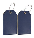 NapaWalli Leather Instrument Baggage Bag Luggage Tags with Privacy Cover 2 Pcs Set (Blue Navy)