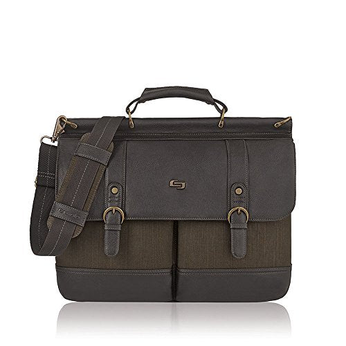 Solo Mercer 15.6" Laptop Briefcase, Olive/Espresso
