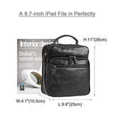 Banuce Small Black Full Grains Italian Leather Messenger Bag for Men Shoulder Crossbody Bag