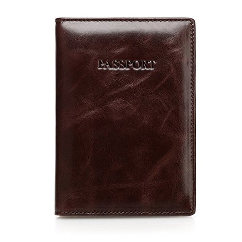 Vicenzo Leather Venice Distressed Leather Travel Passport Wallet Holder (Brown)