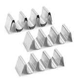 Buruis 4 Pack Taco Holder Stand, Stylish Stainless Steel Taco Rack Tray-Hold up to 16 Soft or