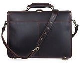 Polare 16'' Full Grain Leather Briefcase Messenger Bag Laptop Satchel For Men